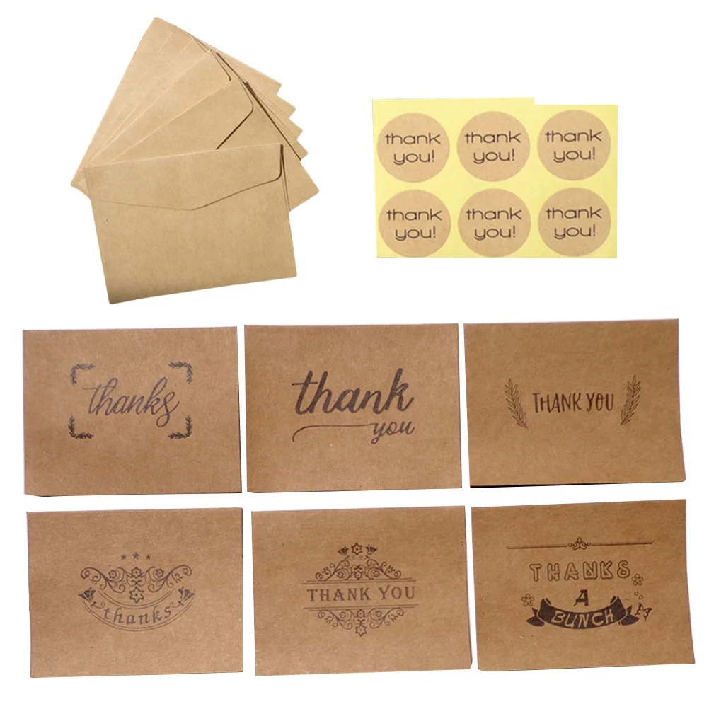 

18 Pcs Retro Thanks Card Set Cards You Handwriting Greeting Party Gift Kraft Paper