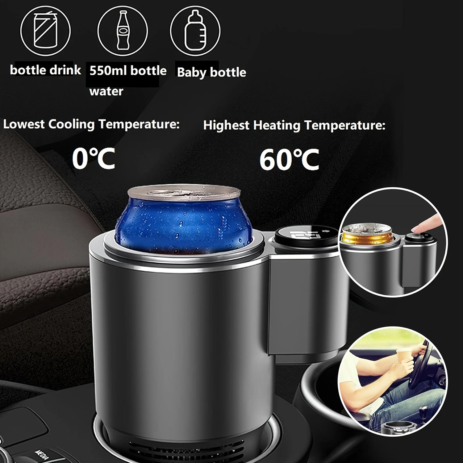 1pc Smart Car Cup Cooler And Warmer, 2-in-1 Beverage Holder With One-Click Temperature Control