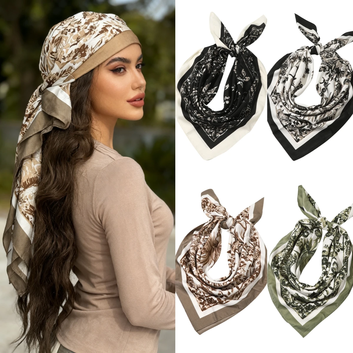 

1 шт. модный шарф-бандана повязки на голову для женщин и девочек винтажные четырехсезонные квадратные шарфы для волос спортивный шарф богемные повязки на голову