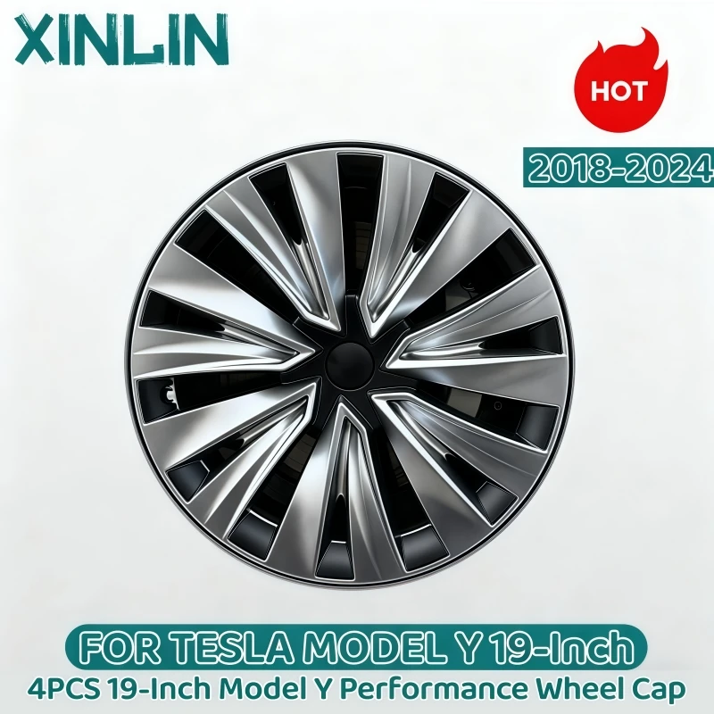 

4PCS 19 Inch Hub Cap Performance Replacement Wheel Cap Automobile Hubcap Full Rim Cover Accessories For Tesla Model Y 2018-2024