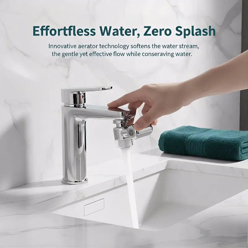 Faucet Extender 1080 Degree Rotating Aerator Metal With Filter 4 Modes Multi Angle Installation For Kitchen Bathroom Sinks
