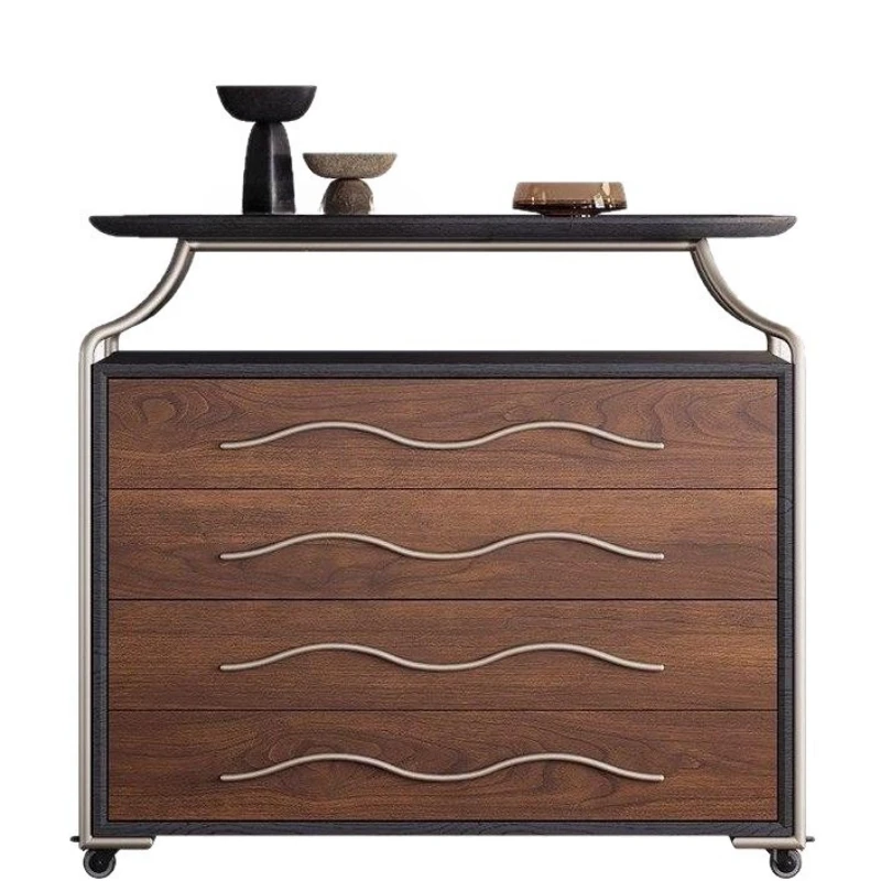 Medieval style living room solid wood four drawers dining room simple bedroom stainless steel drawers