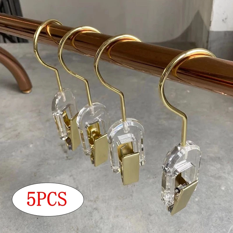 5pcs Transparent Hooks Clothing Store Wardrobe Acrylic Bra Clips Crystal Socks Scarf Hook Clothes Hanger Hook Pants Rack
