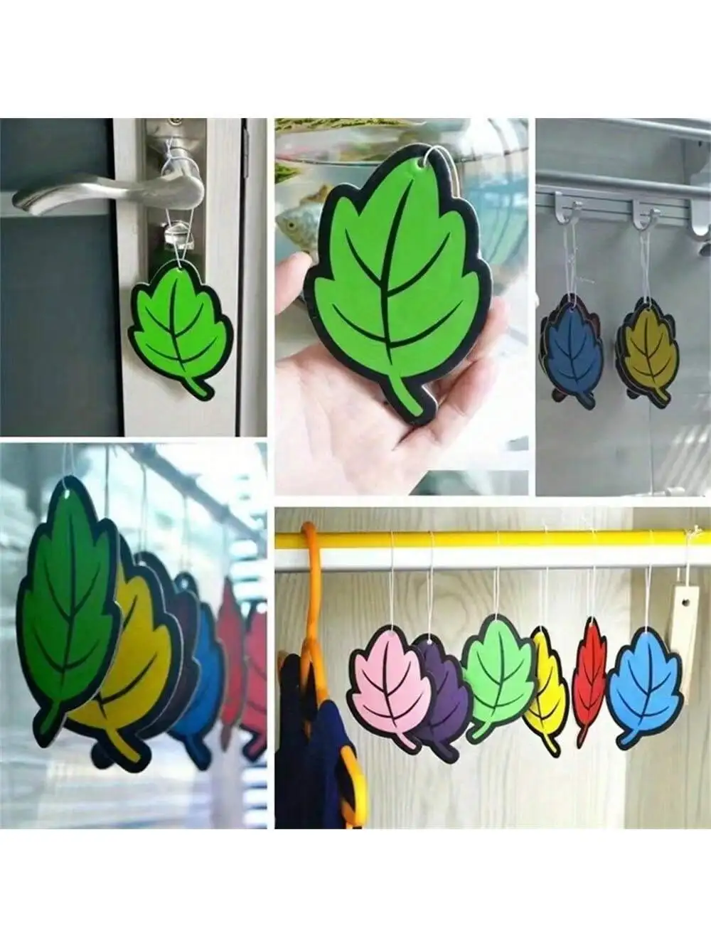 12pcs (Random Scent)  Car  Air Freshener Natural Scented Tea Paper Auto Hanging Vanilla Perfume Fragrance Leaf Shape Car Accesso