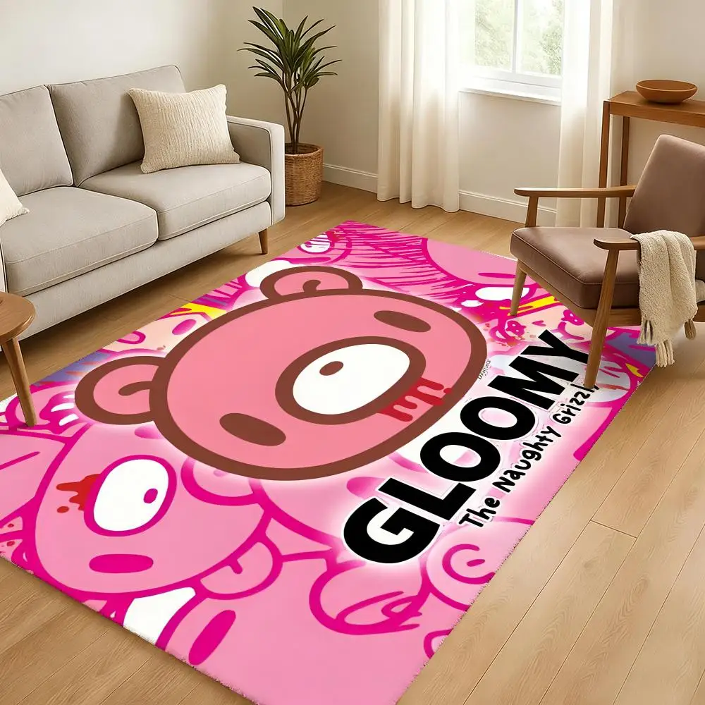 Fashion Pink G-Gloomy Bear Cute Floor Mat Soft Thickened Absorbent Non-Slip Bedroom Living Room Door Mat Home Decor Flannel Rugs