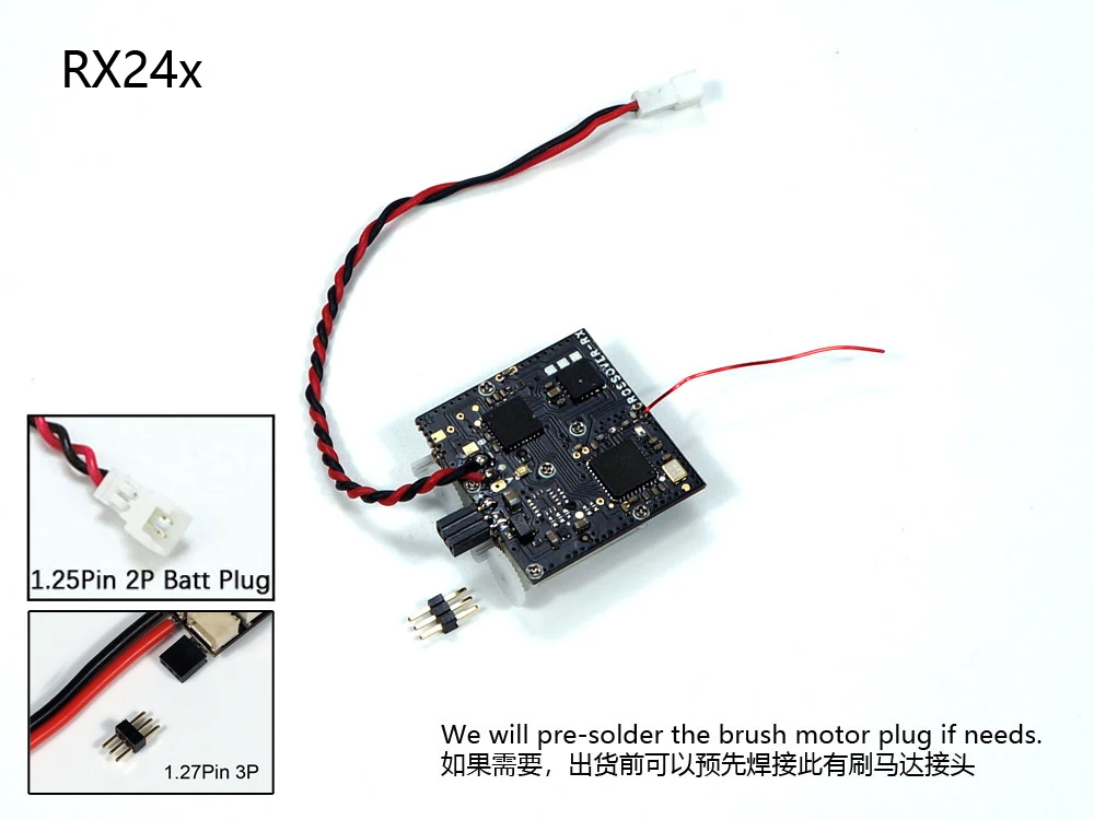 AEORC S-FHSS Mini 4-Channel Receiver with Integrated Linear Servo and 5A/1S Brushed ESC 4CH Micro DSMX/2 with TELEM R24x Series