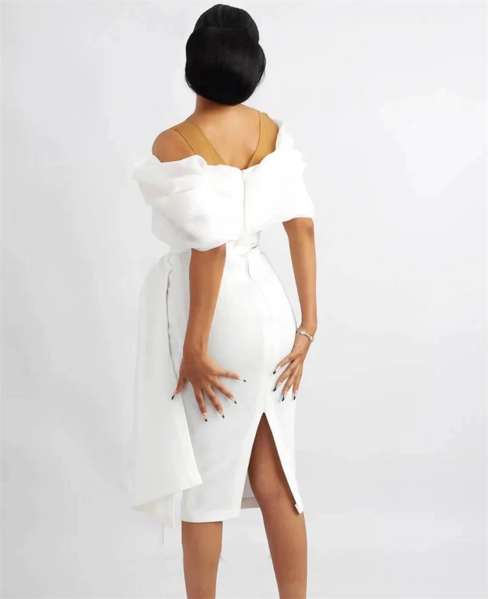 

Customized Classic White Jersey Evening Dress Exquisite Off the Shoulder Prom Dress Delicate Zipper Back Vestido De Festa