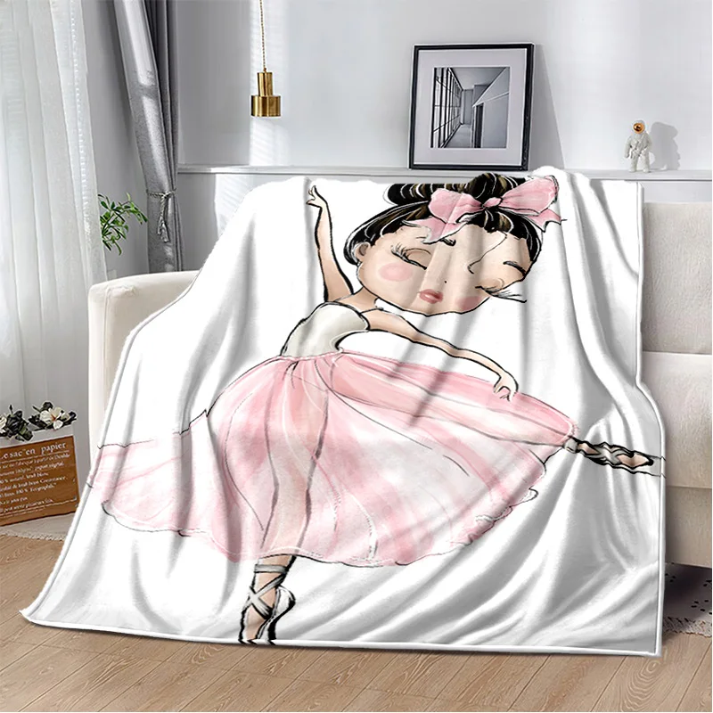 3D Cute Ballet Girl Ballerina Fairy Cartoon Blanket,Flannel Blanket Throw Blanket,Blanket for Home Living Room Bedroom Sofa Kids