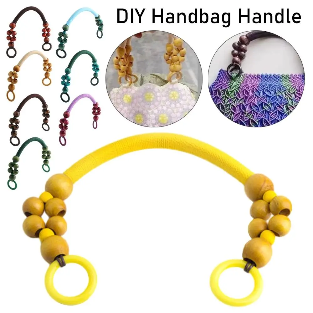 Portable Nylon Rope Handbag Handle Wooden Bead String Woven Bags Strap Replacement DIY Bags Belts Bag