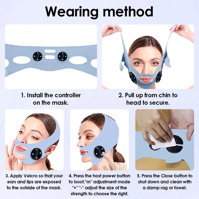 Face EMS Strap V Line Mask Face Lifting Debice 5 Modes Double Chin Reduce Double Chin Up Patch Chin Strap V Shaped Massage Belt