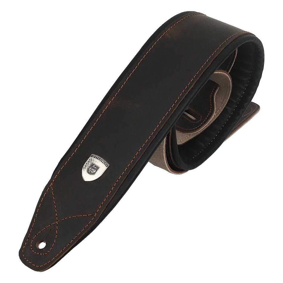 Soldier Top Layer Leather Guitar Bass Strap Padded Belt for Acoustic Electric Guitar Bass