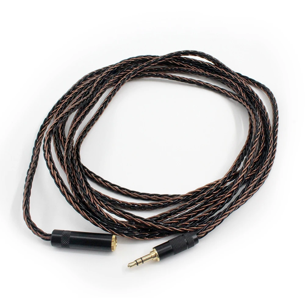 8 Core Silver Audio Cord 3.5mm Feminino para Masculino cabo, extensão de áudio, fone de ouvido