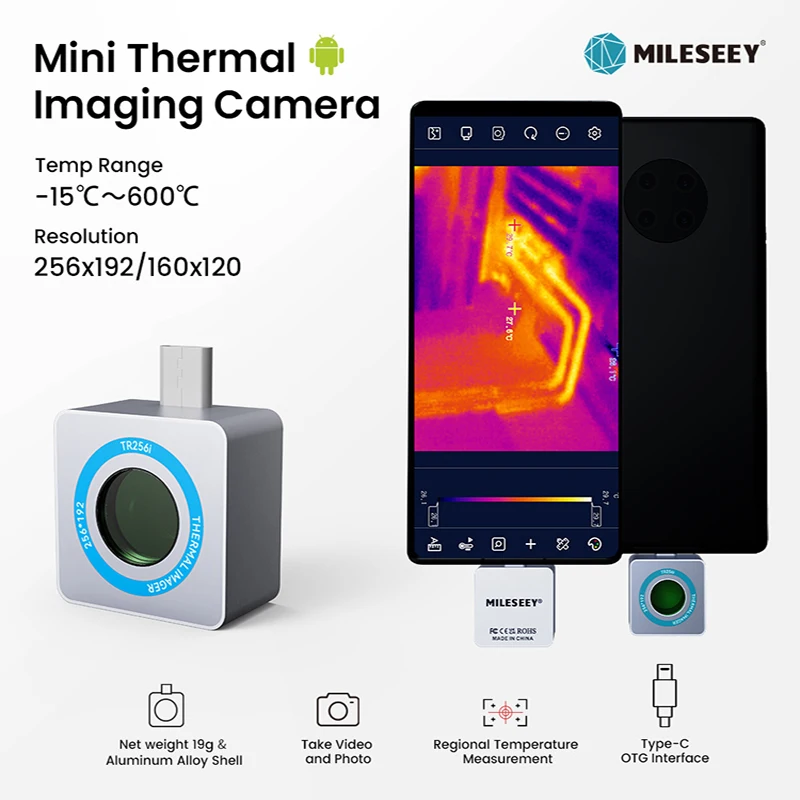 MILESEEY Thermal Imager Camera For Smartphone Mini Mobile Thermal Imaging Camera 256x192 USB Type-C OTG for Android