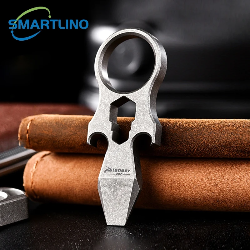 Portable Titanium Alloy Self Defense Crowbar Bottle Opener Hexagon Wrench Multi-tools Keychain Outdoor Camping Survival Gear