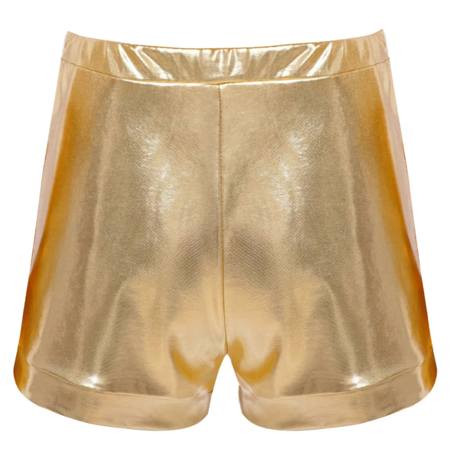 키즈 소녀 댄스 반바지 힙합 재즈 공연 의상 PU 반짝이 스팽글 메탈릭 패치 워크 탄성 허리띠 반바지 바지