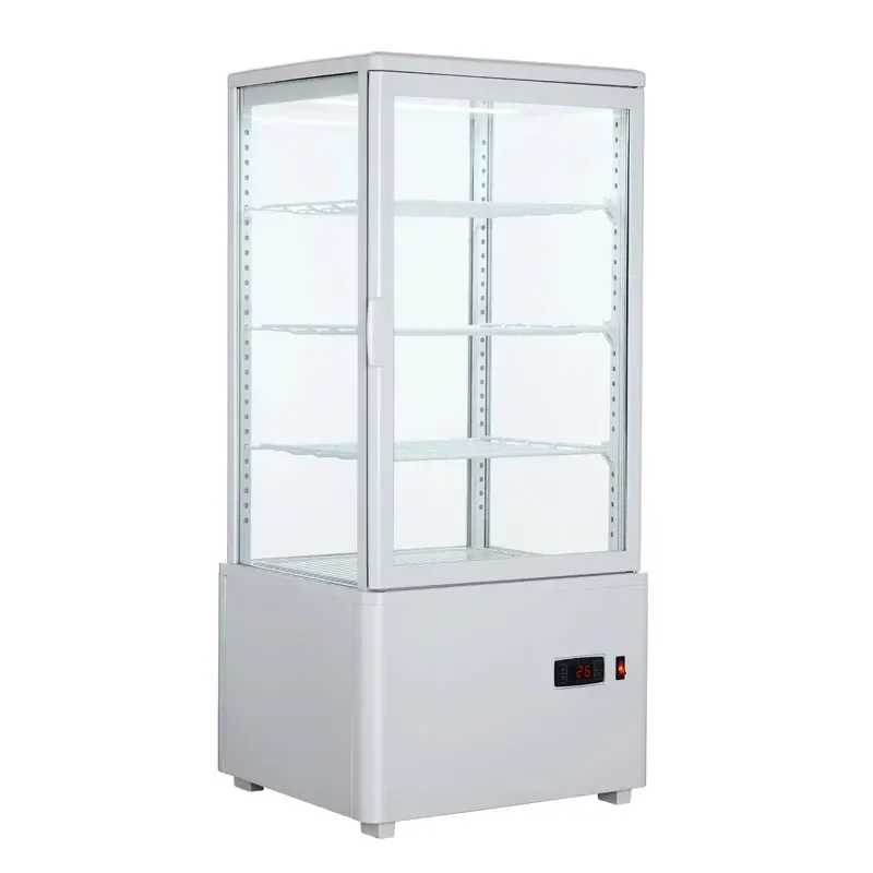 Commerccial Vertical 78 Liter 4 Side Glass Display Cooler Upright Showcase For Wine And Beverage Cooler