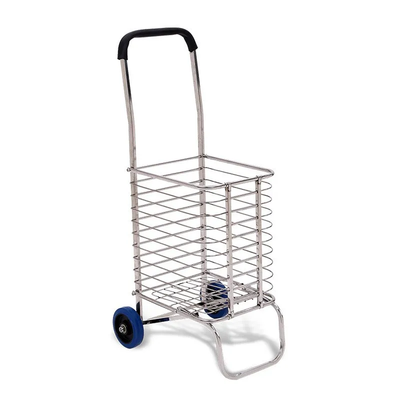 

Stainless steel folding luggage cart, portable staircase climbing trolley trolley pull rod grocery shopping cart