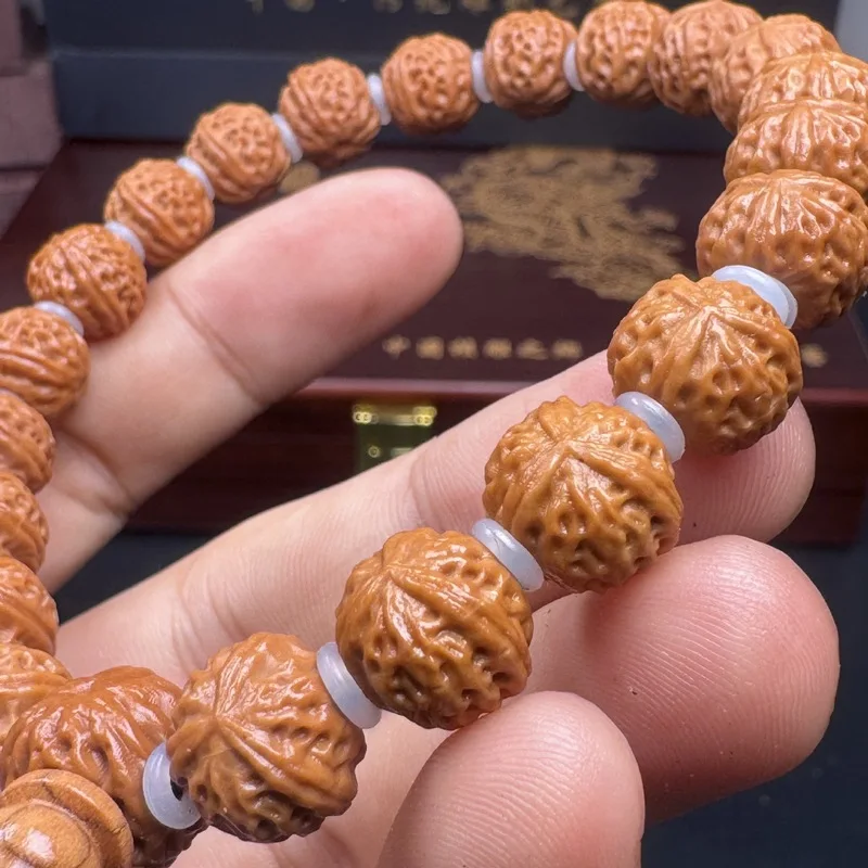 Premium craftwork triangular walnut finely carved high-quality unisex craft bracelet