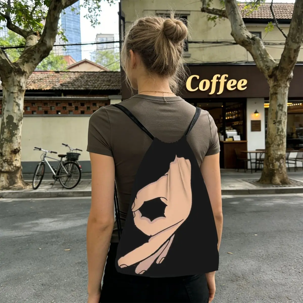 Circle Game Hand Gotcha Meme Made You Look Backpacks Portable Drawstring Bags Sports Bag Book Bags for Travel School