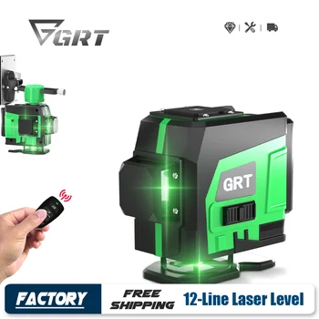 16 lines green light laser level 4D self-leveling lithium battery 360 leveling tool wireless remote 12 lines laser level