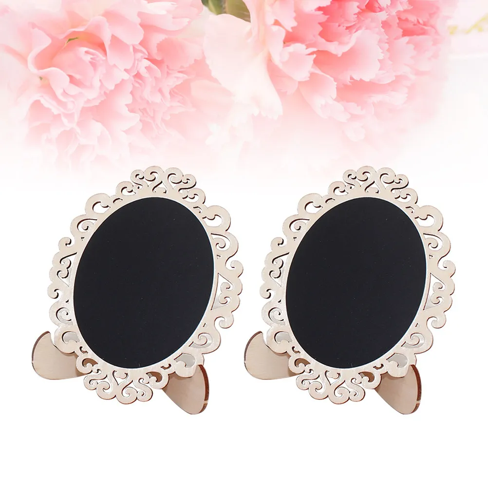 20Pcs Mini Wooden Chalkboard Set Hollow Flower Shape Eco Friendly Smooth Wood Blackboard for Wedding Table Numbers Party Decor