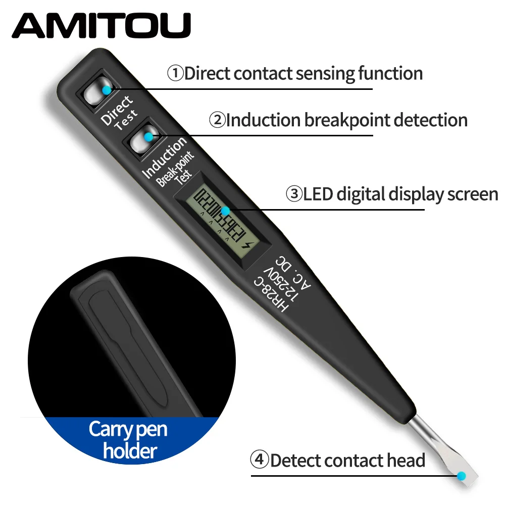 AMITOU Digital Voltage Test Pen Zero live line detection Tester Voltage Meters Professional Multimeter Pen Socket Voltimetro