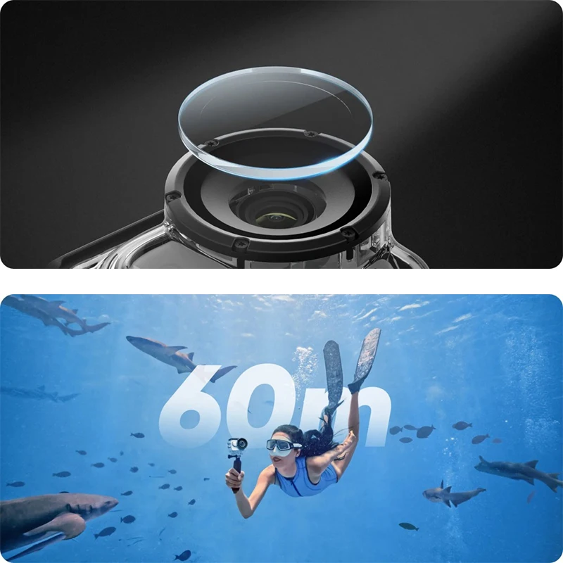 Insta360用防水ケース,水中ダイビング用保護ケース,自撮り棒,カメラアクセサリー,go 3,go 3s,60m