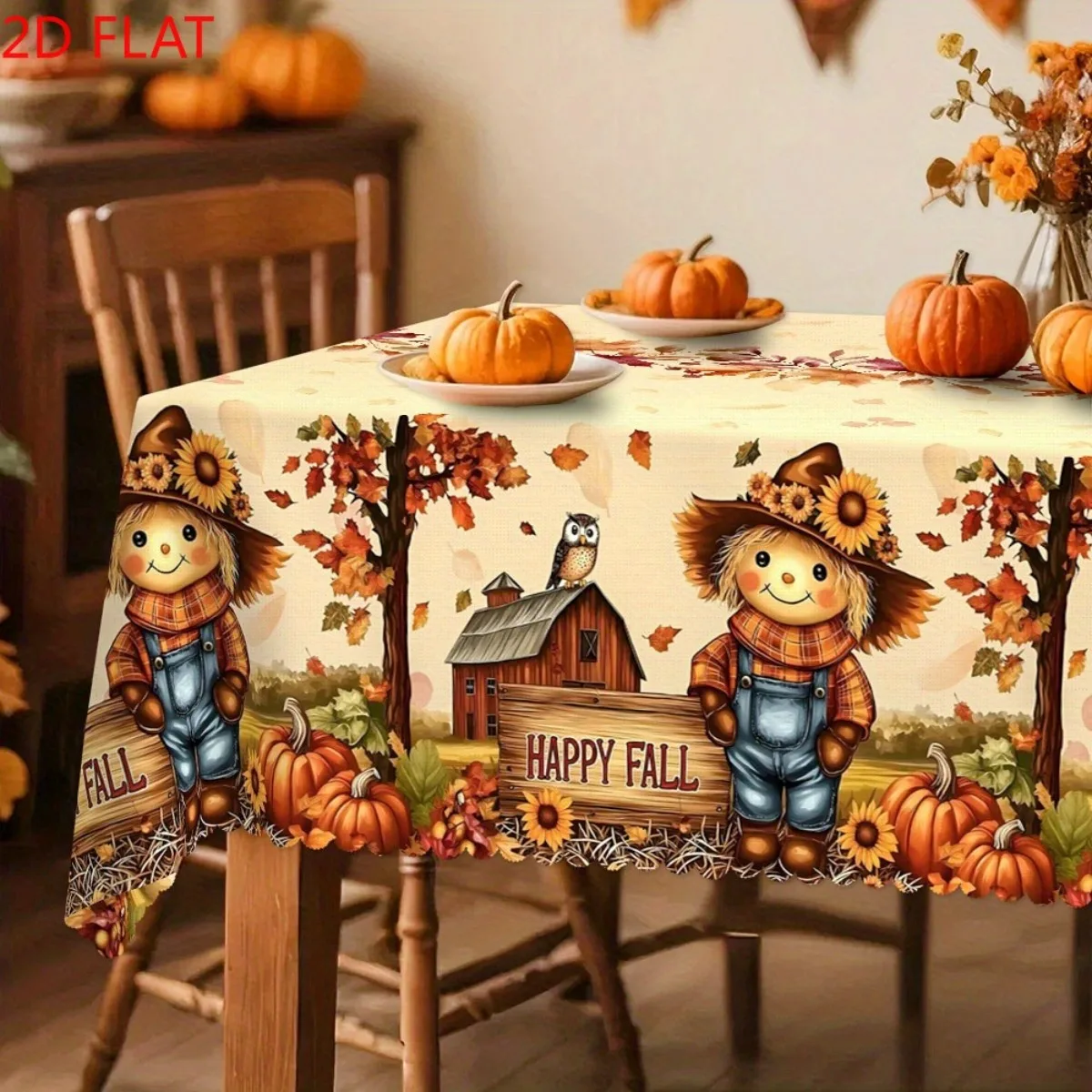 Tablecloth 2D FLAT - Autumn, Farm Style, Rural Tablecloth, White-like (close to white) decorationzyc