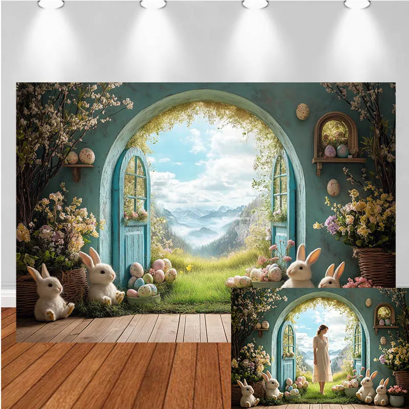 LS Photography Background Scenic Pastoral Rabbit Wild Flower Decor Birthday Cake Smash Kids Adult Portrait Photo Backdrop Studio