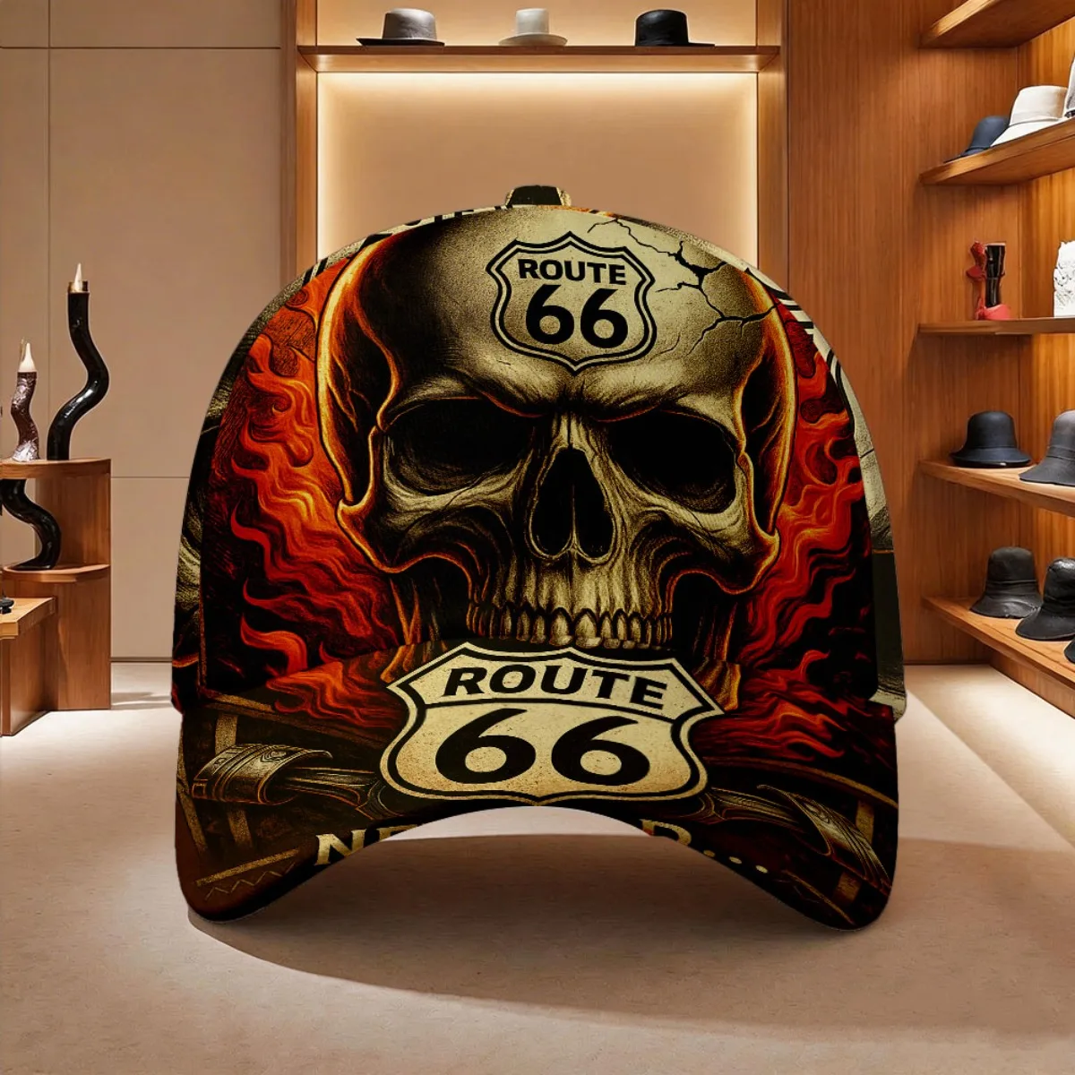 Customization 1pc With Skull Route 66 Legends Women'S Long Hoodie Streetwear Retro Style Round Neck Short Sleeve Slight Stretch