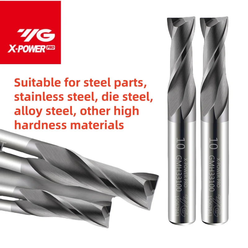 YG HRC65 GMH33 2Flute Flat End Bottom Integral Alloy Steel Stainless End Mills 1 2 2.5 3 3.5 4 5 6 7 8 10 12 16mm GMH33