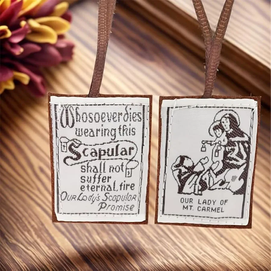 12Pcs Catholic Scapular Brown Scapular Of Our Lady Of Mount Devotional Garment Catholic Necklace for Women