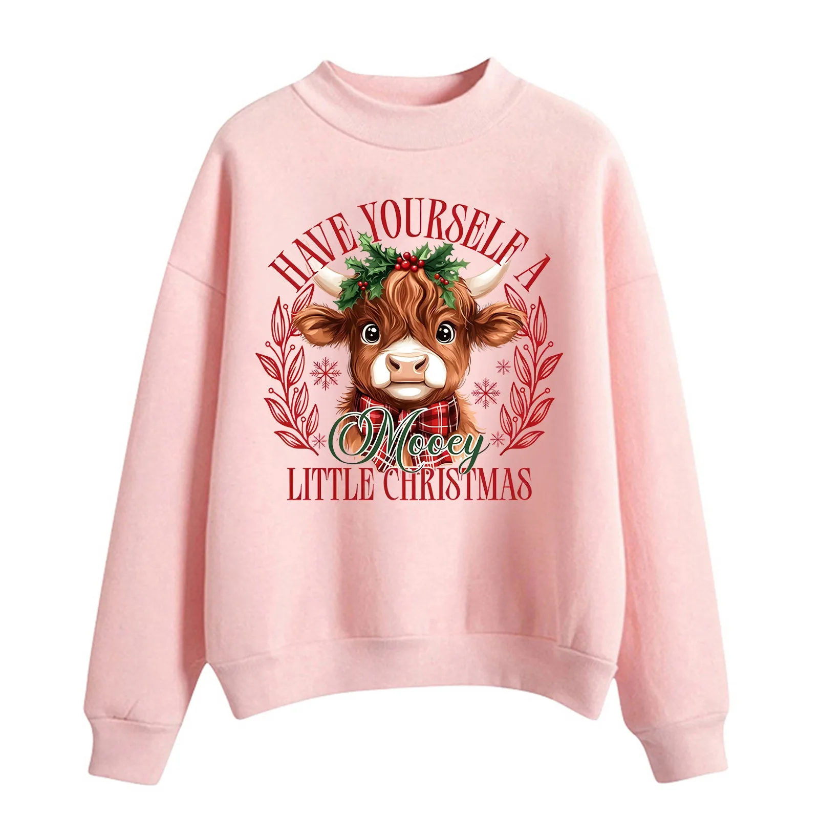 Merry Christmas Reindeer Print Sweatshirts For Women Casual Crew Neck Long Sleeves Pullovers Tops Cute Xmas Reindeer Sweatshirt