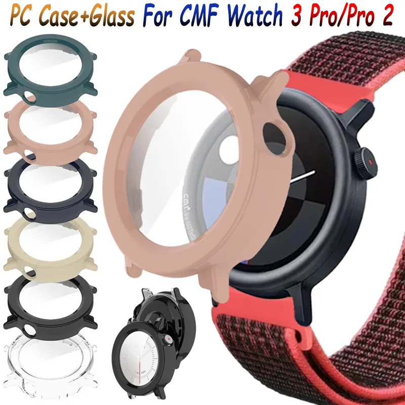 Funda de PC + cristal para CMF Watch 3 Pro Protector de pantalla de cobertura completa cubierta protectora de parachoques de PC para CMF Watch Pro 2 Correa AccessorY