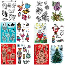 Marine Birds Animal Clear Stamps Christmas Tree Decor Santa Claus Flower Stamp Set For DIY Scrapbooking Paper Card Craft Making