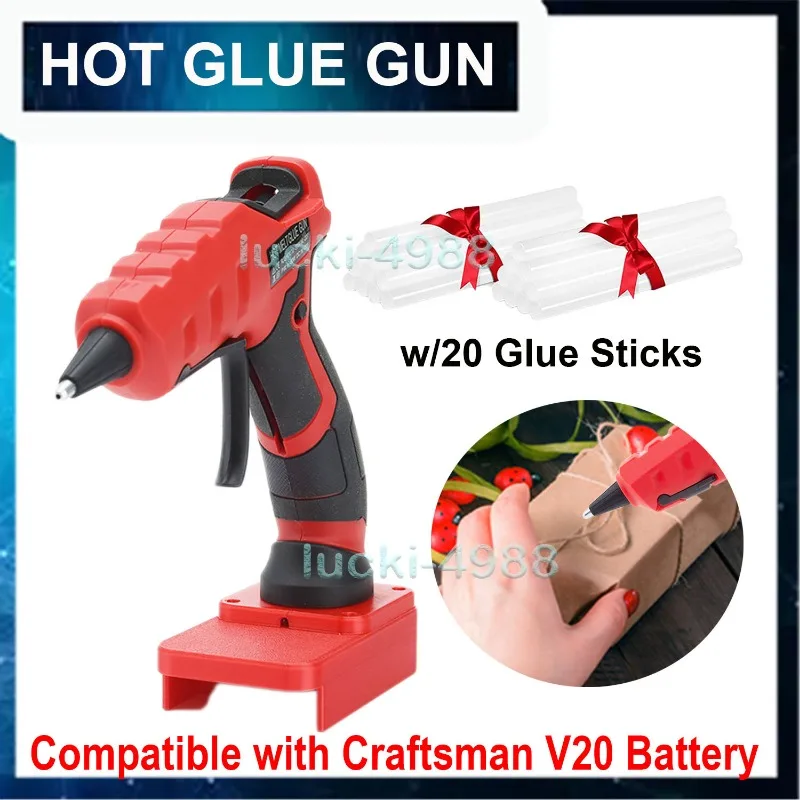 

Cordless hot glue gun kit W/20pcs 7mm glue stick crafts and Diy electric heating repair tools for craftsmen 20v Li-ion battery