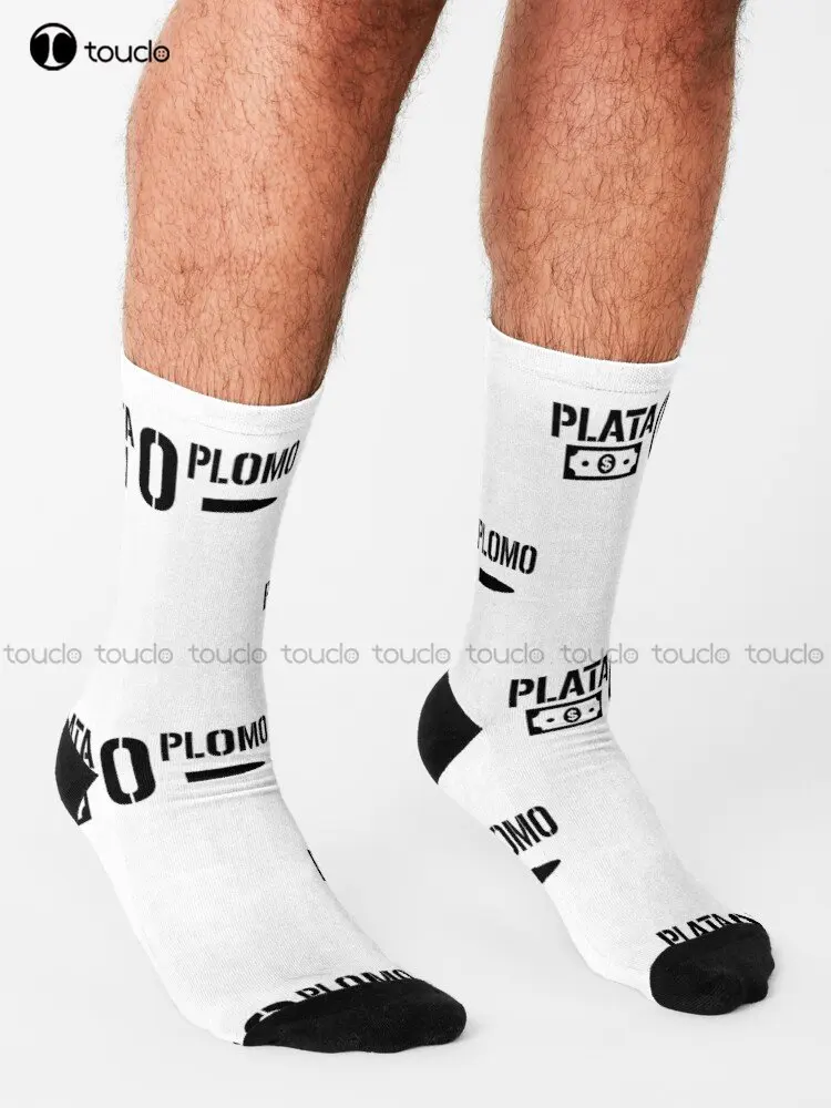 Plata O Plomo -Inspired Balck Version Socks Pablo Escobar Plata O Plomo Colombian Drug Lord Custom Gift New Popular