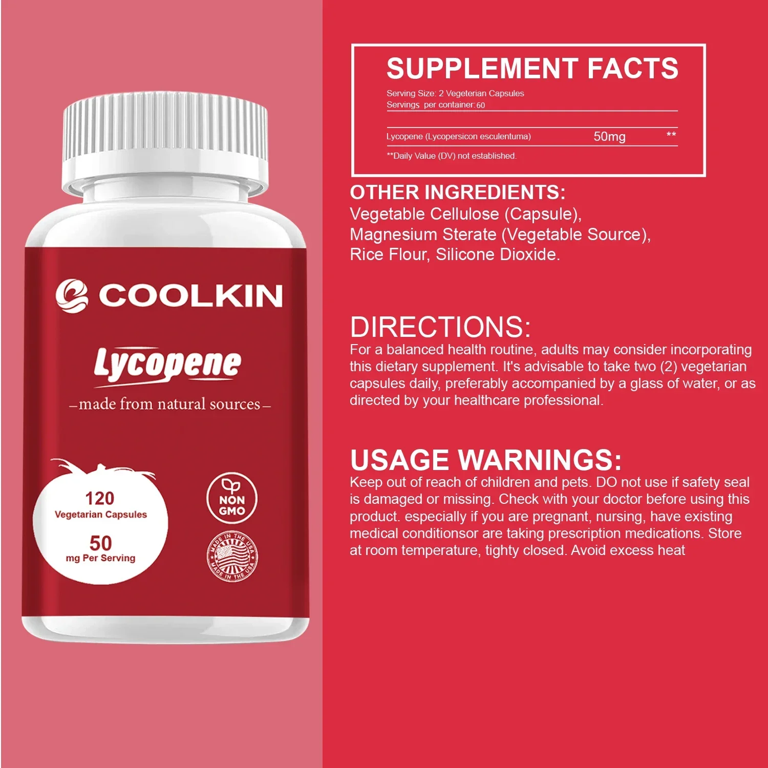 كبسولات ليكوبين 50 ملجم - مضادات الأكسدة القوية، مضادة للشيخوخة، تدعم البروستاتا وصحة القلب، 30/60/120 كبسولة #2