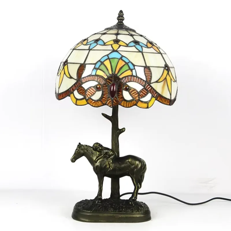 

12 inch European lampshade, desk lamp Tiffany glass lamp Bedroom bedside household desk lamp