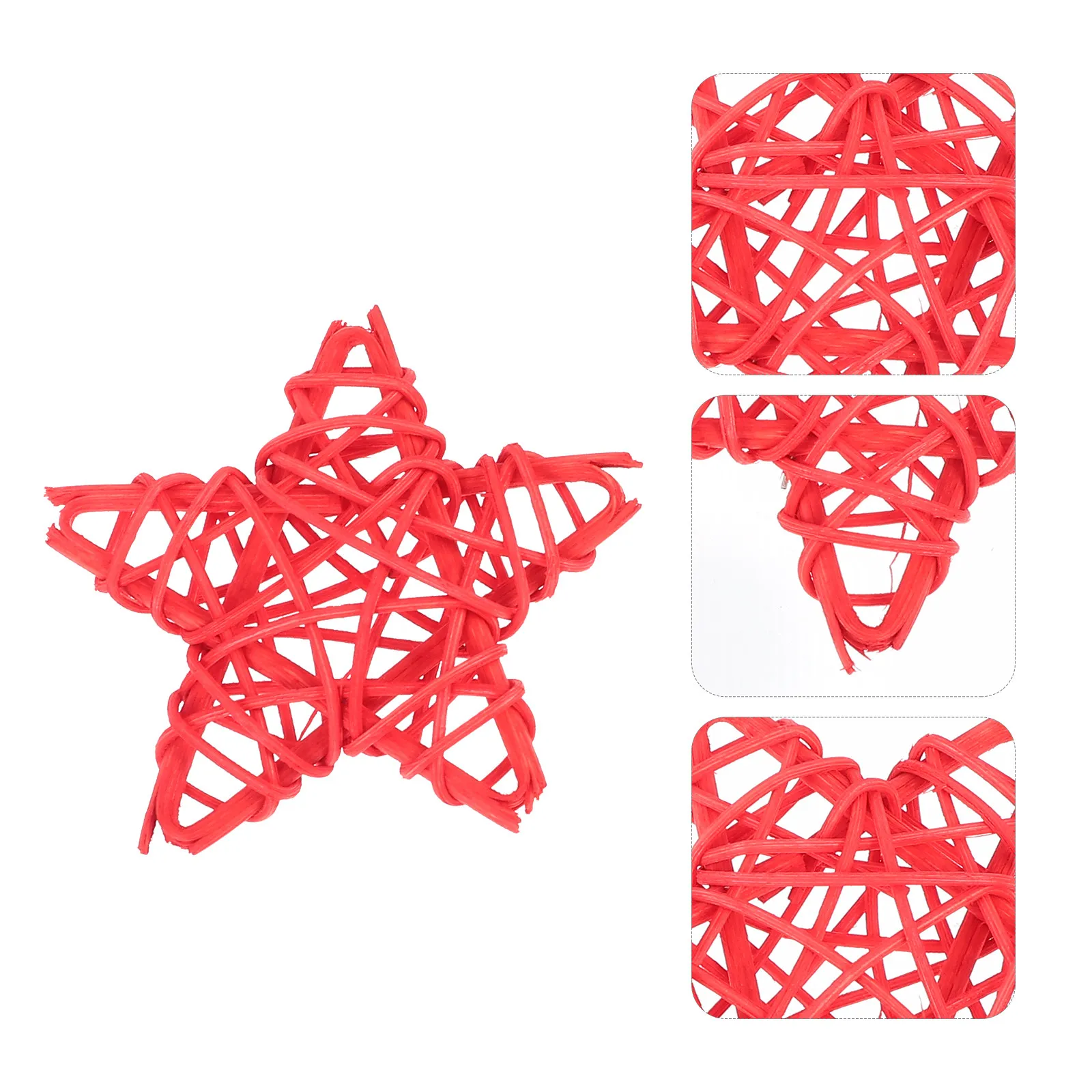 15Pcs Five-Pointed Star Rattan Woven 6Cm DIY Decorative Supplies Independence Day Party Layout Decor Props Ornament