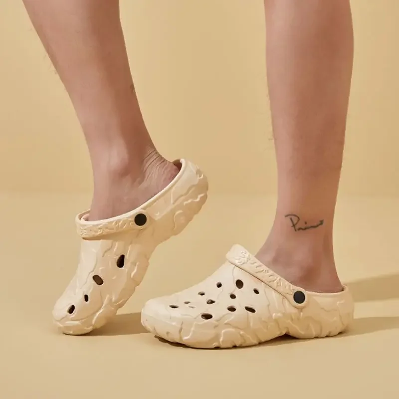 

Мужские тапочки на платформе, уличная противоскользящая обувь с отверстиями, кликеры, резиновые трендовые модные повседневные мужские сандалии Mascullino, мужские сандалии