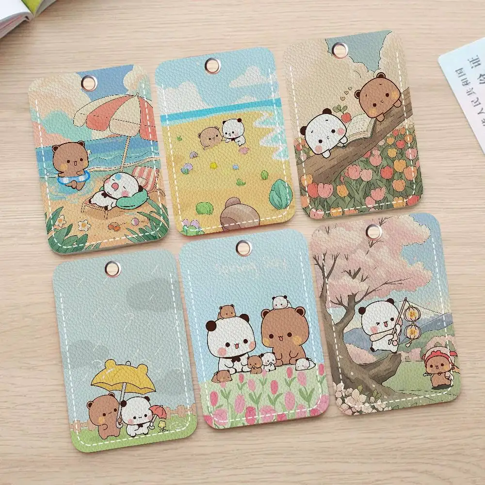 BuBu And DuDu Rectangle Keychain Card Holder, Badge Credit Card Holder, Student ID Card Holder, Bus Cards Cover