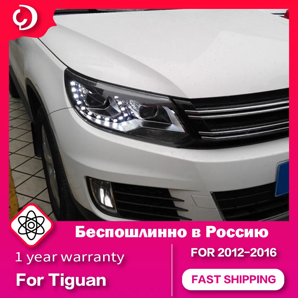 

Фары AKD для автомобильного стайлинга Tiguan 2012-2016, новейший стиль, дизайнерская фара с тройными глазами, аксессуары для автомобиля