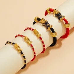 Chinese Fengshui Bracelet Pi Xiu Pi Yao Attract Wealth Health Good Luck Wristband Adjustable Red Black Rope Chain Charm Bracelet