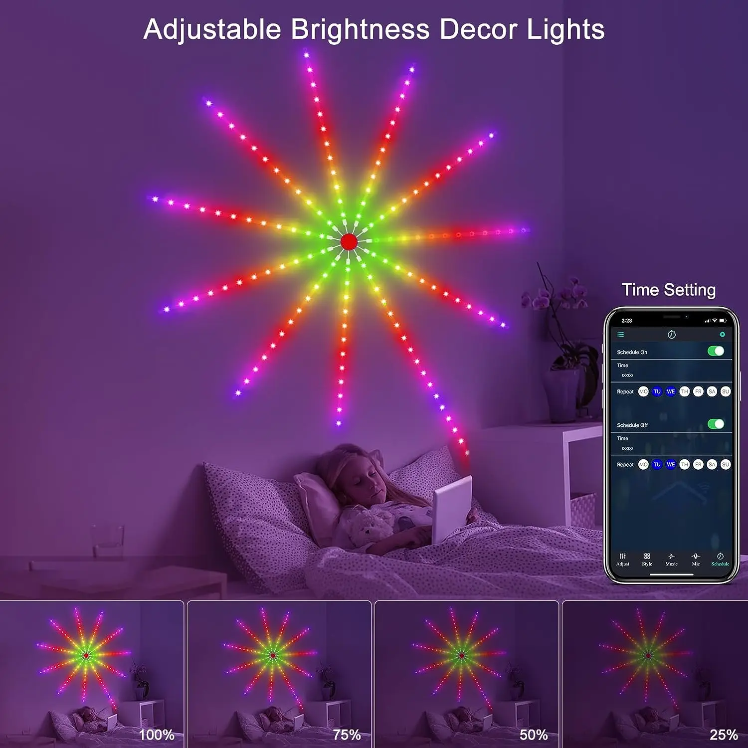 2026 Christmas Light Smart Fairy Firework Bluetooth Light Strip Festoon Home Wall Bedroom Computer Room Decor Holiday Party Lamp
