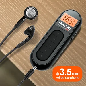 Rechargeable Pocket FM Radio – Portable Digital Tuning Radio with LCD Display (No Speaker, Earphones Not Included)