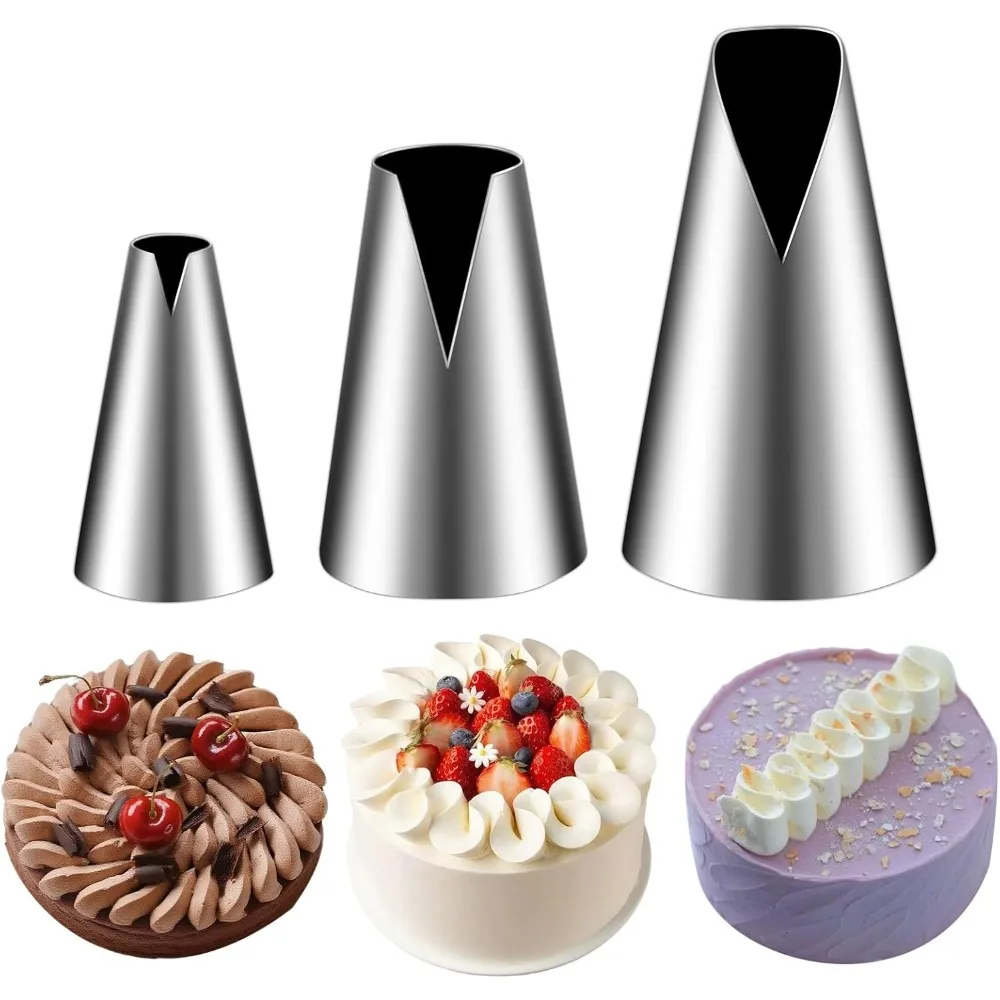 

3 Pieces V-shaped Piping Tips Set,Cake Decorating Tips, Frosting Icing Tips for Cupcakes, Cake, Cookie and Decorating（580