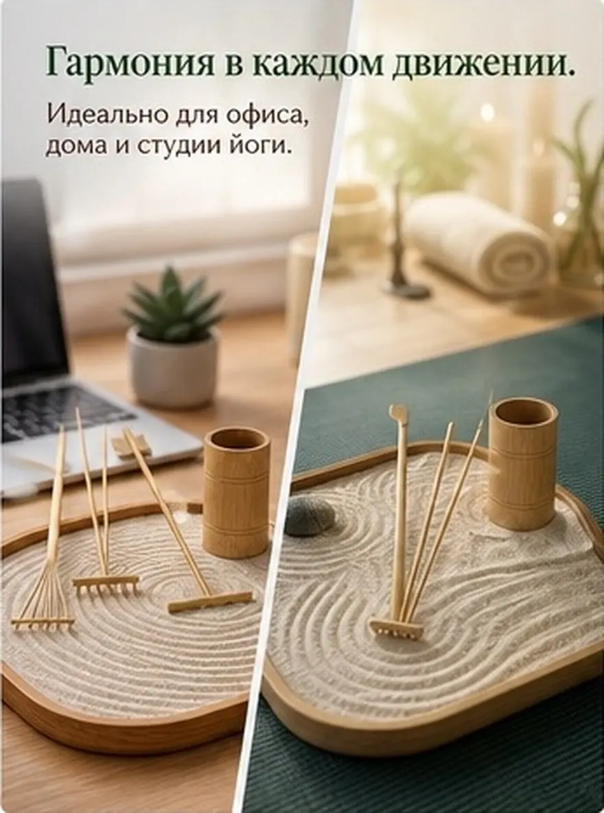 1Set Japanese Zen Garden Rake Kit Mini Sand Raking Tools for Home Office Yoga Tray Decoration Tranquility Micro