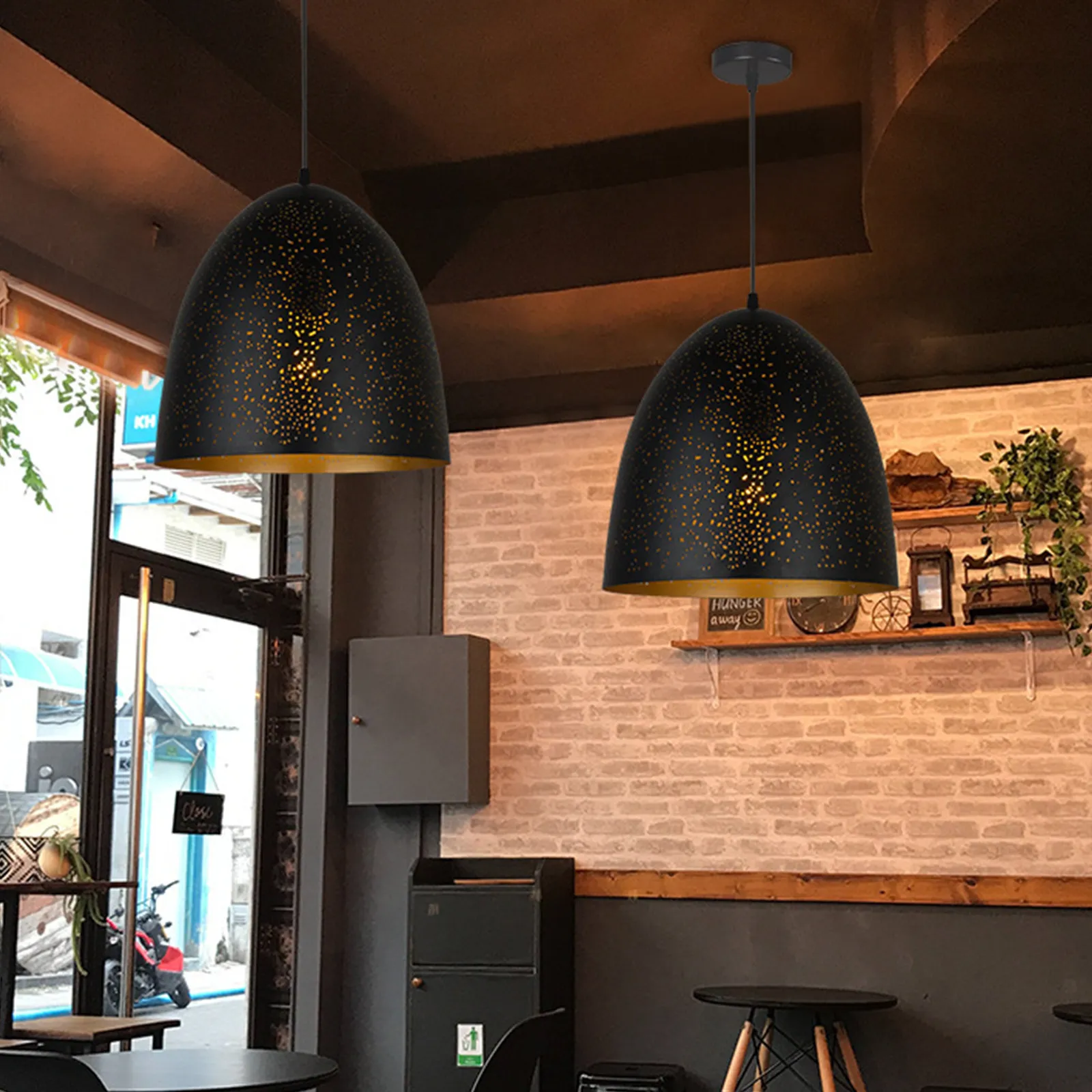 Black Hollow Out Metal Lamp Shade Small Pendant Light Shade Replacement for Ceiling Hanging Lamp Elegant Home Restaurant Decor