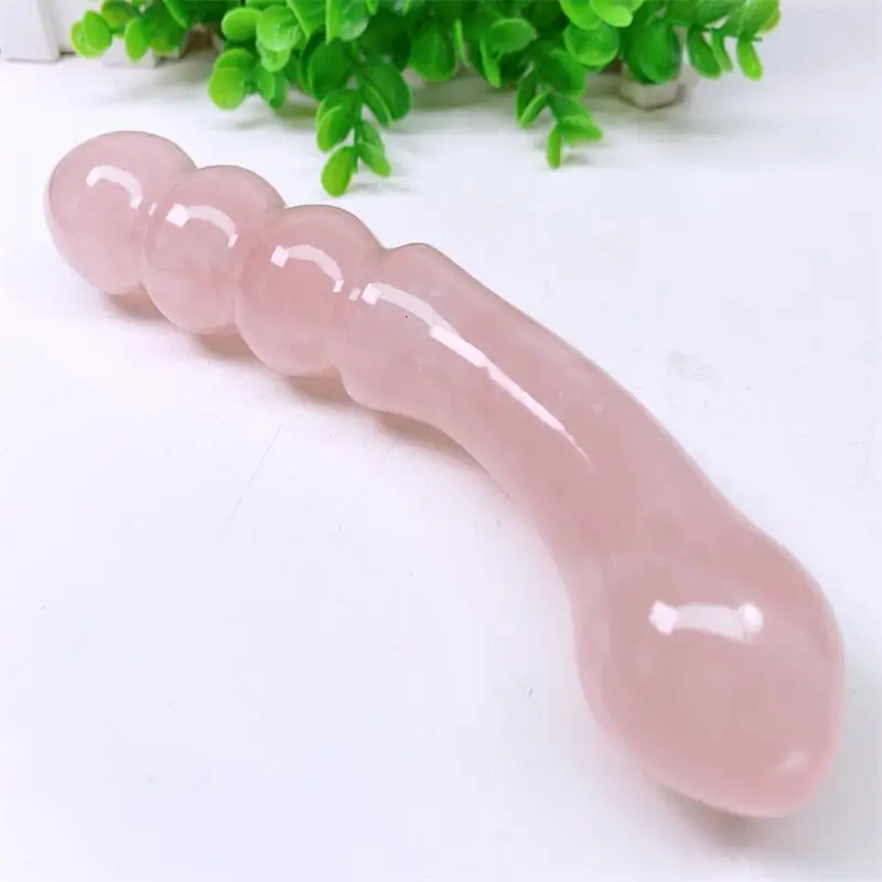 Large Size Natural Rose Quartz Crystal Massage Penis Wand Gemstone Yoni for Women Health Smooth Polished Fengshui Decor 18cm